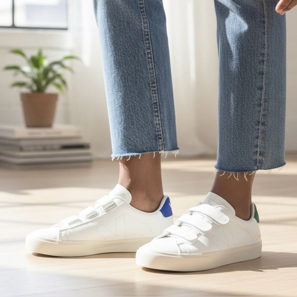 Veja Shoes - Veja Women's 8 Recife Sneakers 3 Strap Extra White Royal Blue Sustainable Vegan